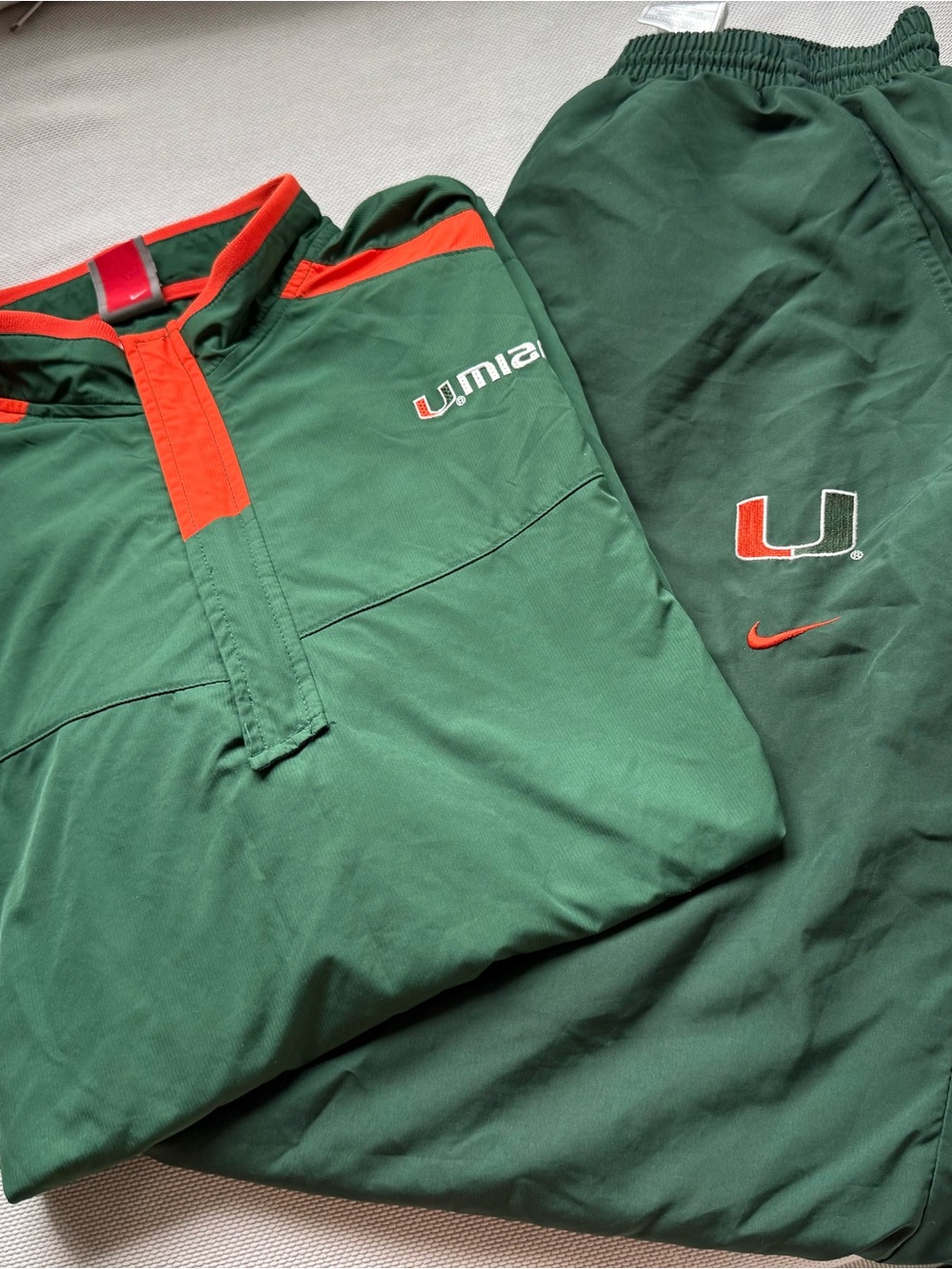 Nike Green and Orange University Pullover Jacket & Pants Set